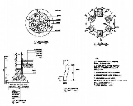 茅草圆亭施工CAD详图纸 - 3