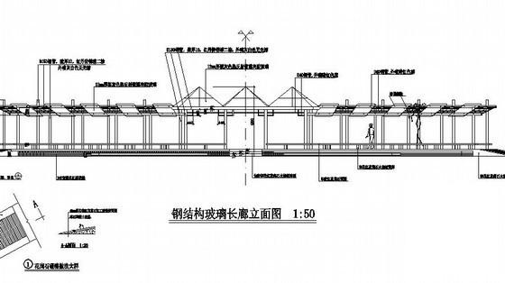 钢结构玻璃长廊施工CAD详图纸 - 1