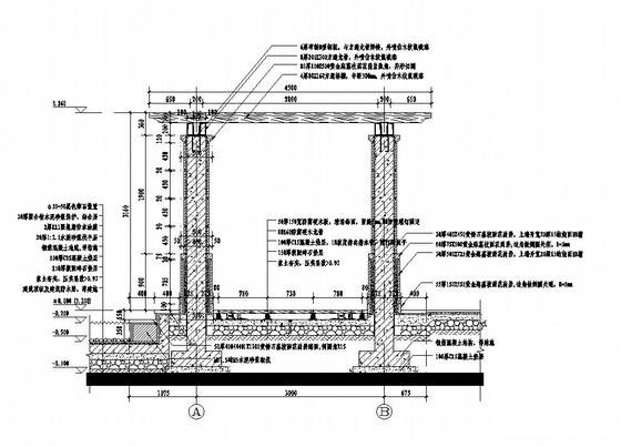 滨水防腐木廊架施工CAD图纸，含节点大样 - 1