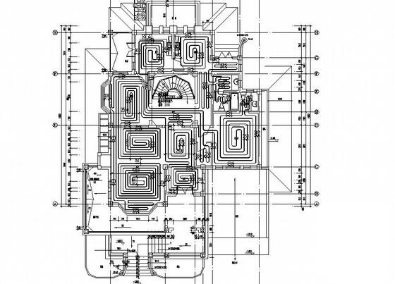 561平米3层花园住宅楼地板辐射采暖CAD图纸 - 1