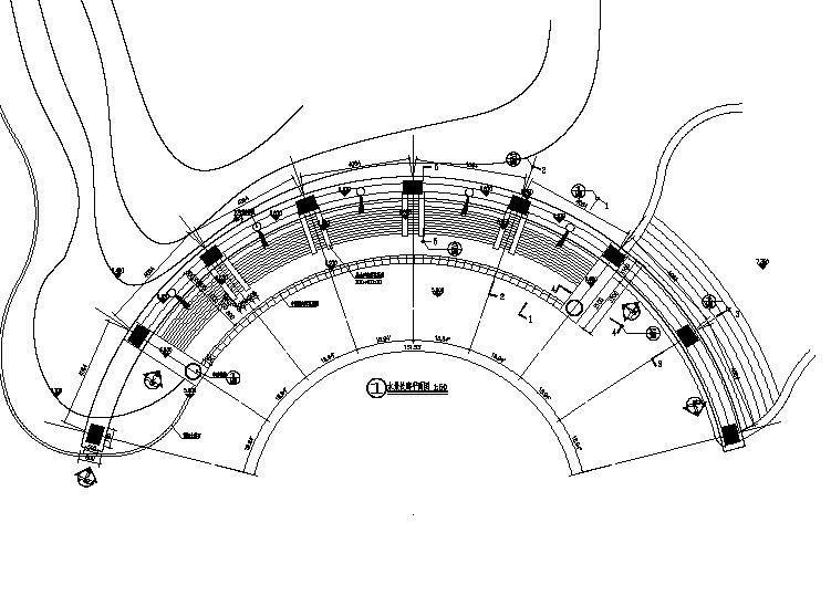 弧形水景长廊设计CAD施工图纸 - 1