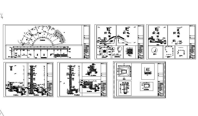 弧形水景长廊设计CAD施工图纸 - 4