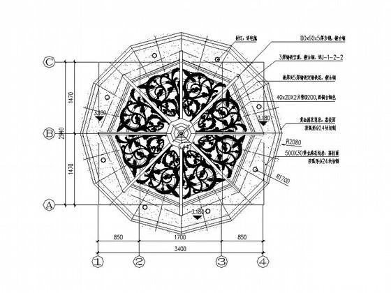 欧式圆亭施工CAD图纸（圆亭平面图纸） - 2
