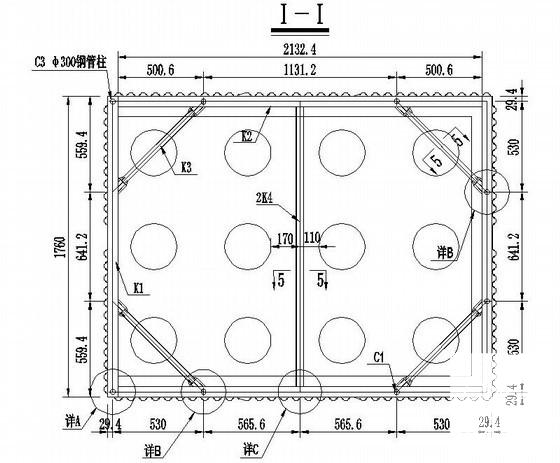 温福铁路特大桥墩承台钢板桩围堰内支撑结构CAD图纸 - 4