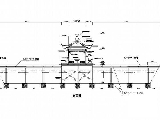 钢结构仿古临水廊架施工做法（5页CAD图纸） - 1
