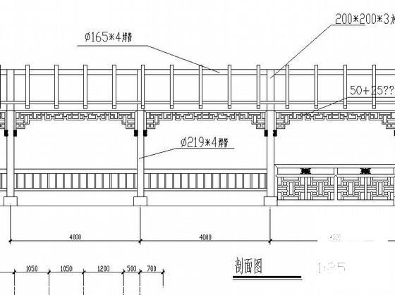 钢结构仿古临水廊架施工做法（5页CAD图纸） - 2