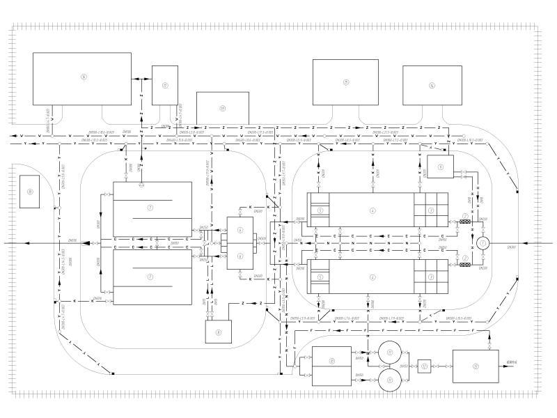 净水厂管道总平面图