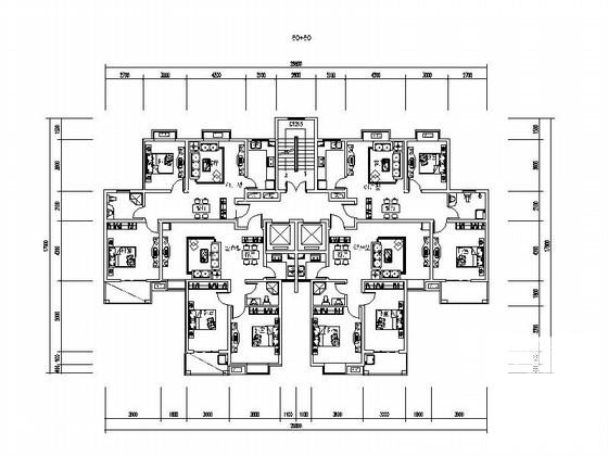 塔式高层一梯四户户型平面图纸（106\\50、80、90）.dwg - 2