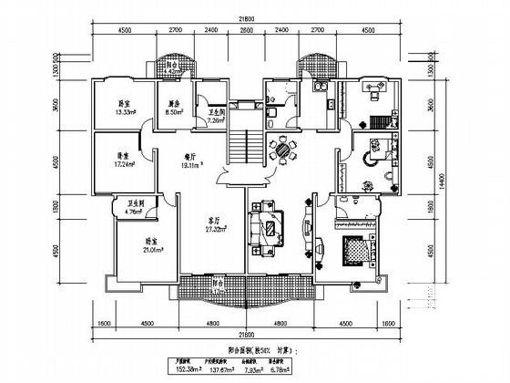 150-200平方米多层住宅楼户型图纸.dwg - 1