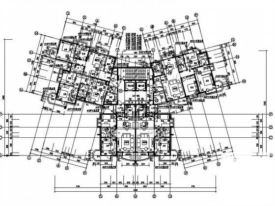 高层住宅楼二梯五户型设计图纸.dwg - 1