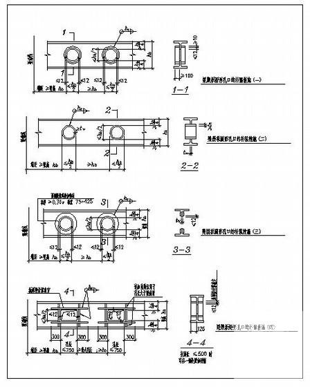 梁腹板孔口的补强措施节点详图纸cad - 1