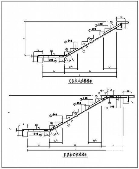 板式楼梯梯板节点构造详图纸cad - 1
