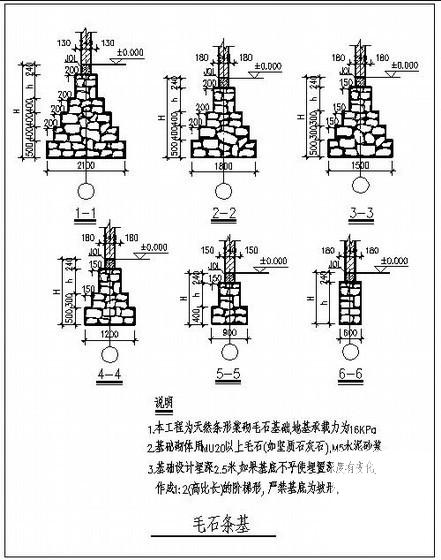 毛石条基节点构造详图纸cad - 1