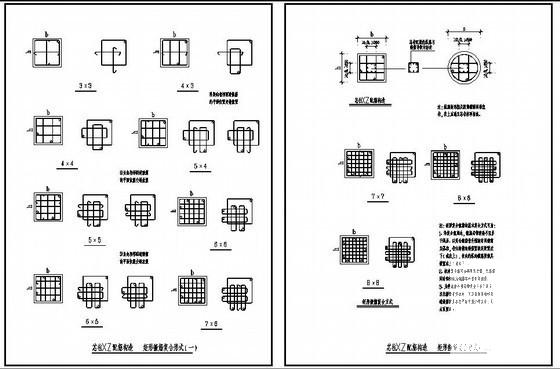 芯柱XZ配筋构造及矩形箍筋复合形式节点构造详图纸cad - 1