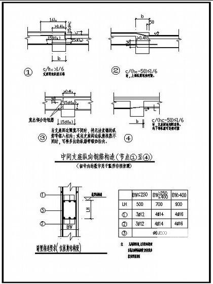 框架梁中间支座纵向钢筋节点构造详图纸cad - 1