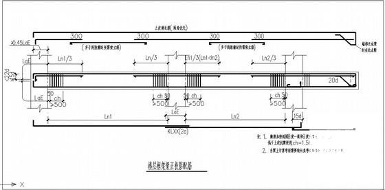楼层框架梁正投影配筋节点构造详图纸cad - 1