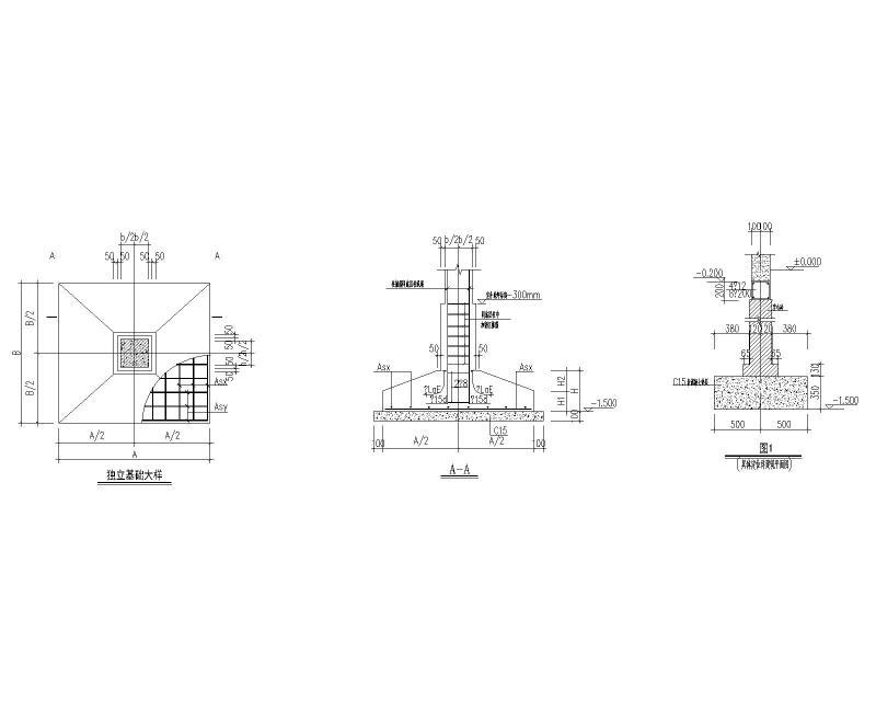 独立基础大样及配筋详图