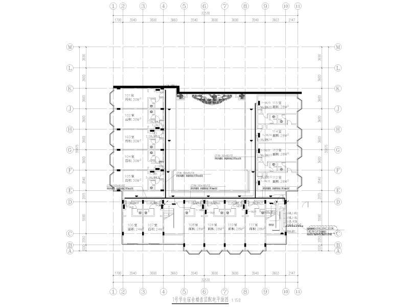 1号学生宿舍楼首层配电平面图