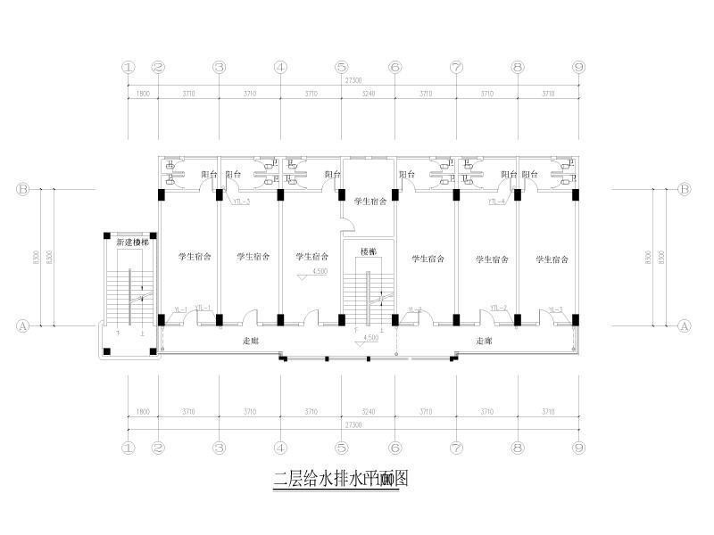 二层给水排水平面图