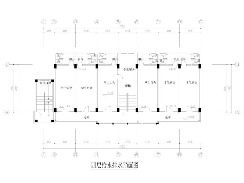 四层给水排水平面图