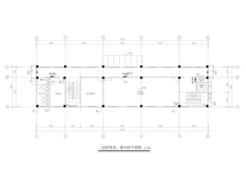 二层给排水、消火栓平面图