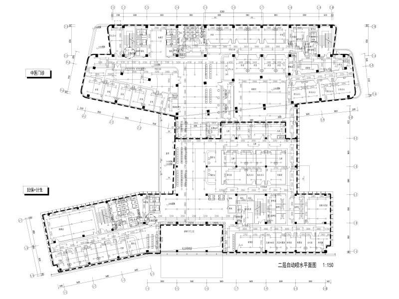 二层自动喷水平面图