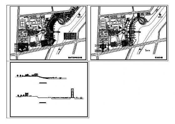 荆河两岸园林设计初设图纸cad剖面图 - 3