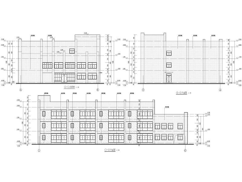 三层框架结构公租房配套幼儿园建筑施工图 立面图2