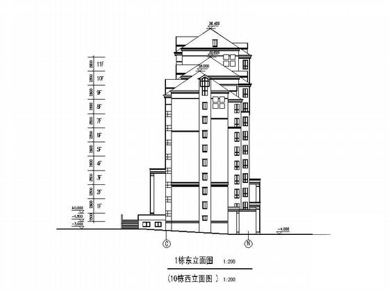 花园式洋房及小高层住宅小区规划方案设计初设图纸（多种户型）,平面图,剖面图,立面图 - 3