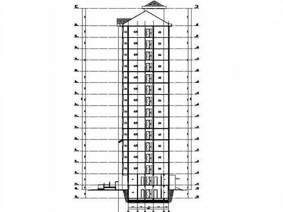 高层坡屋顶居住小区建筑施工图纸cad平面图及剖面图,立面图 - 2