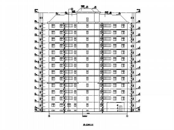 高层坡屋顶居住小区建筑施工图纸cad平面图及剖面图,立面图 - 4