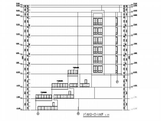 现代山地多层洋房建筑施工图纸cad平面图及剖面图,立面图 - 5