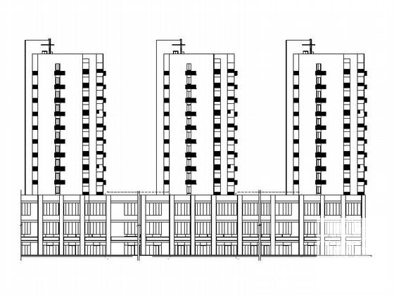 现代高层塔式住宅带底商建筑施工图纸cad平面图及节点详图,剖面图 - 1