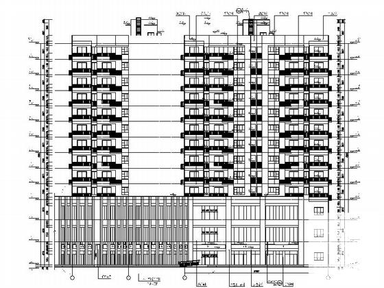 现代高层塔式住宅带底商建筑施工图纸cad平面图及节点详图,剖面图 - 4