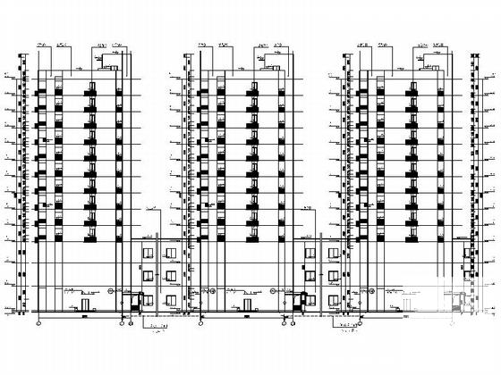 现代高层塔式住宅带底商建筑施工图纸cad平面图及节点详图,剖面图 - 5