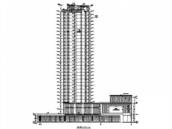 现代高层住宅及商业影院建筑施工图纸cad平面图及剖面图,立面图 - 5