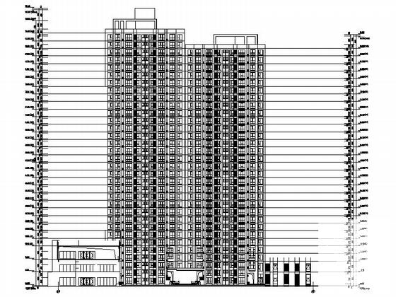 现代高层住宅带底商建筑施工图纸cad平面图及节点详图,剖面图 - 4