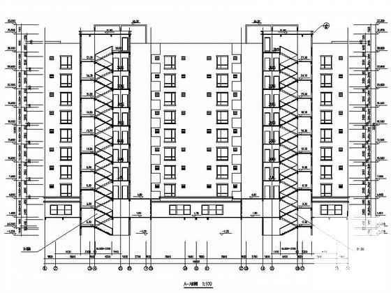 现代小高层框架商住楼建筑施工图纸cad平面图及剖面图,立面图 - 2