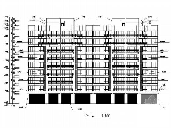 现代小高层框架商住楼建筑施工图纸cad平面图及剖面图,立面图 - 4