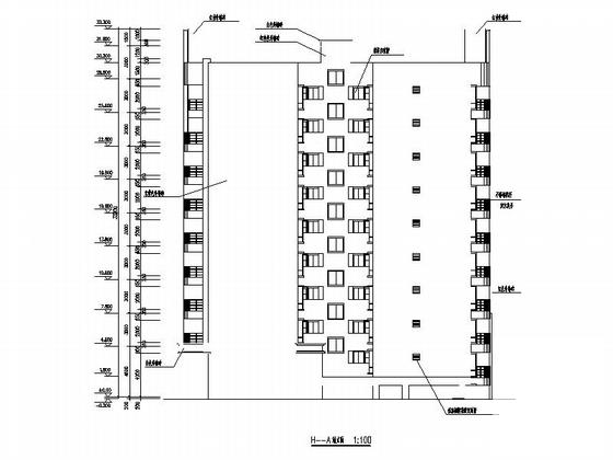 现代小高层框架商住楼建筑施工图纸cad平面图及剖面图,立面图 - 5