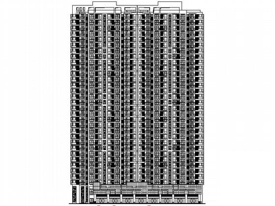 现代高层板式住宅楼带底商建筑施工图纸cad平面图及节点详图,剖面图 - 1