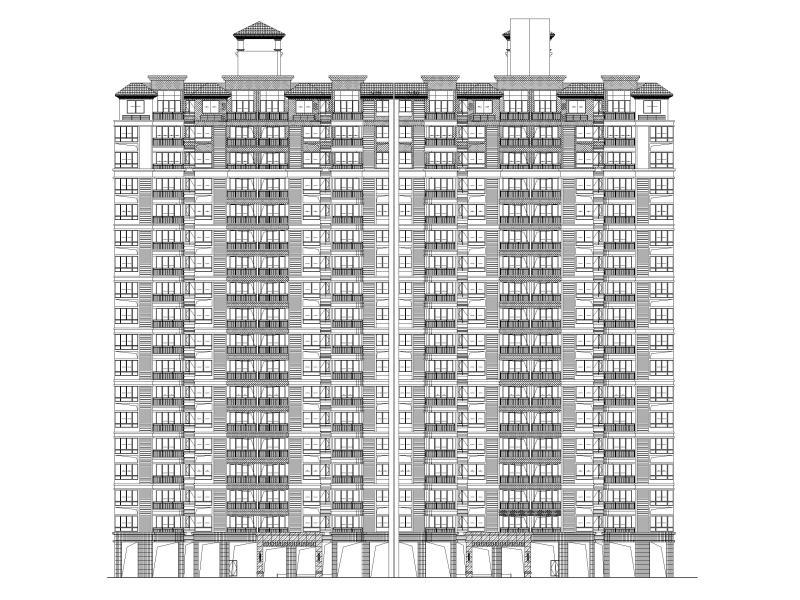 知名地产高层新古典风格高层住宅建筑施工图 立面图1