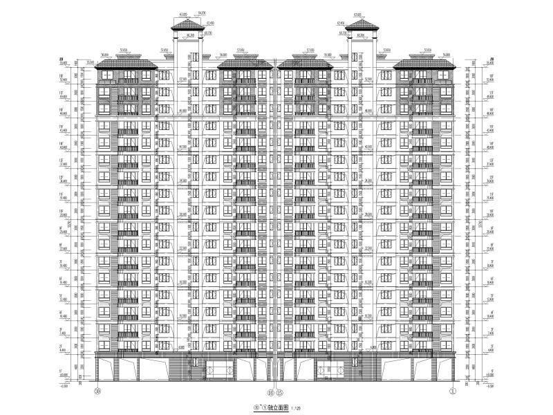 知名地产高层新古典风格高层住宅建筑施工图 立面图2