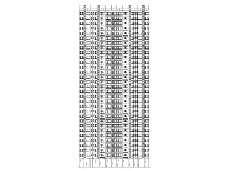 深圳高层单间式宿舍建筑施工图 立面图1