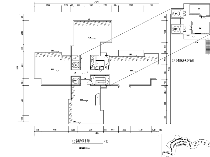 42号楼屋面层平面图