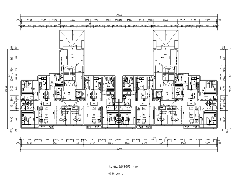 呼和浩特T2+T3+T6高层住宅户型图设计 (4)