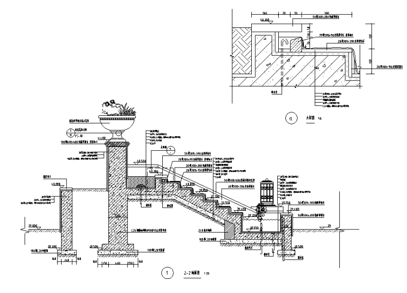 住宅入口跌水景墙灯柱节点详图设计 (5)