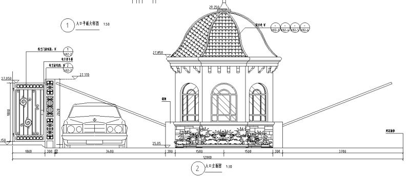 欧式住宅小区入口详图设计 (3)