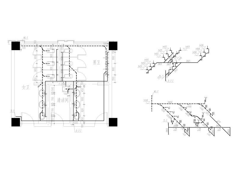 公共卫生间给排水大样图