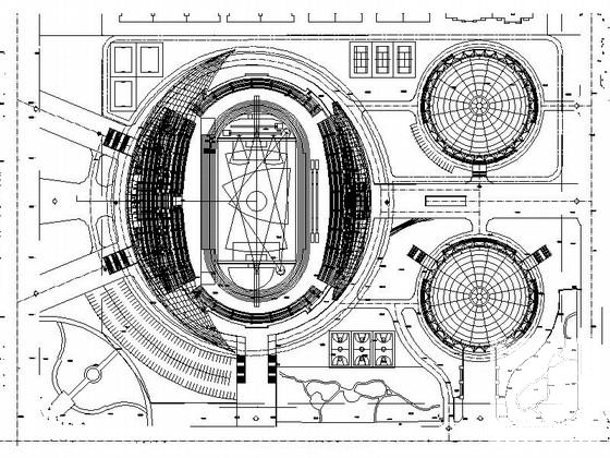 小型现代体育场及综合健身馆建筑施工图纸（最新）,平面图 - 3